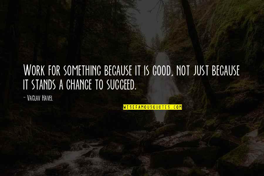 Good Life Is Quotes By Vaclav Havel: Work for something because it is good, not