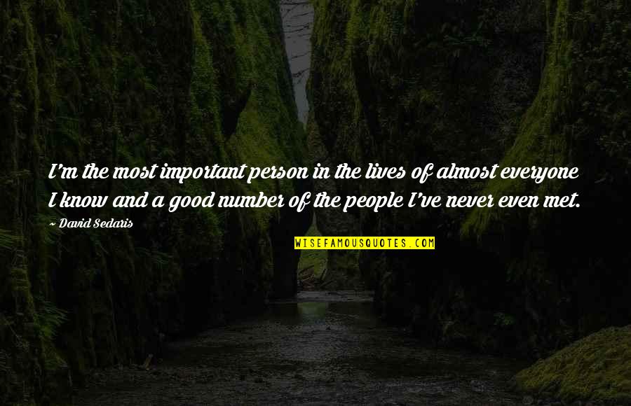 Good Lives Quotes By David Sedaris: I'm the most important person in the lives