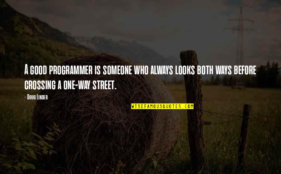 Good Looks Funny Quotes By Doug Linder: A good programmer is someone who always looks