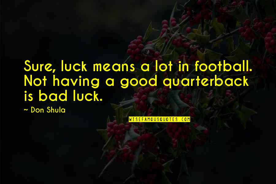 Good Luck And Bad Luck Quotes By Don Shula: Sure, luck means a lot in football. Not