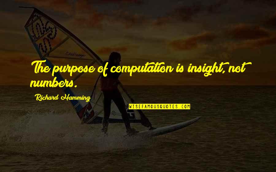 Good Luck College Quotes By Richard Hamming: The purpose of computation is insight, not numbers. Good Luck College Quotes By Richard Hamming: The purpose of computation is insight, not numbers.