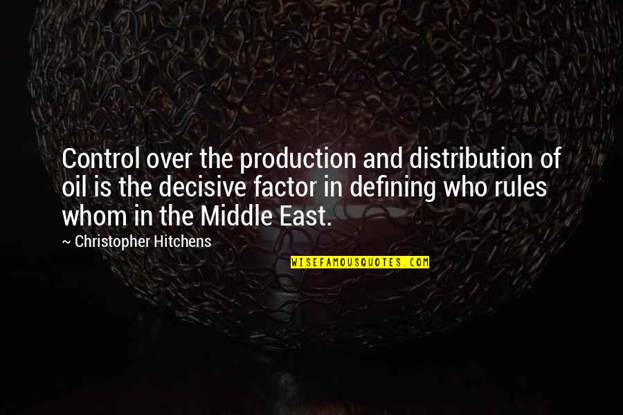 Good Luck In Business Quotes By Christopher Hitchens: Control over the production and distribution of oil