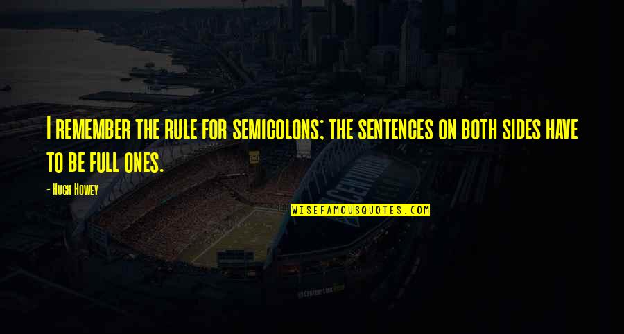 Good Luck In Surgery Quotes By Hugh Howey: I remember the rule for semicolons; the sentences