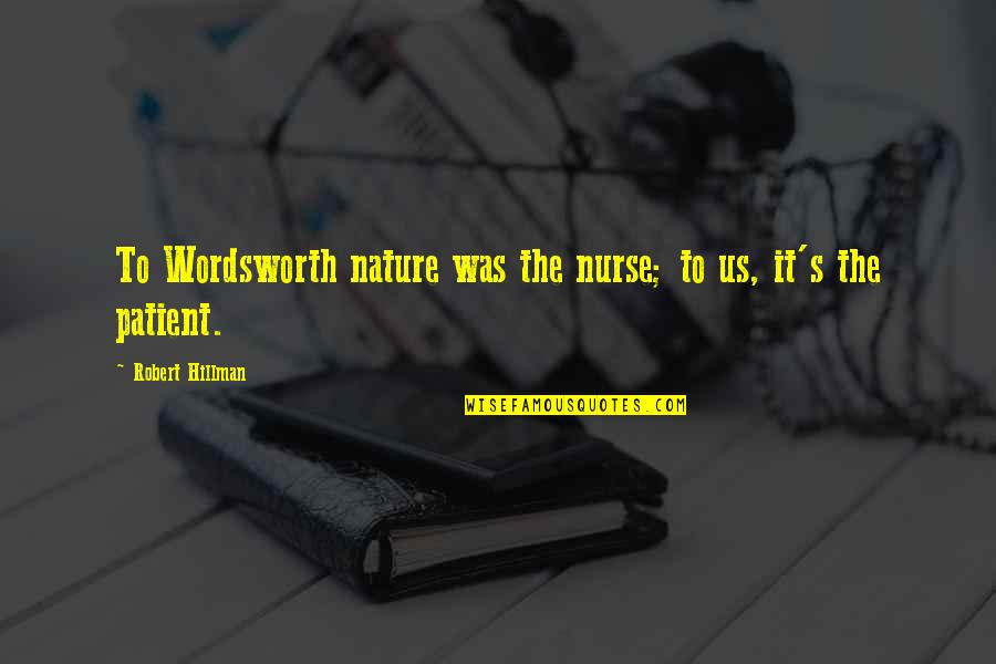 Good Luck In Surgery Quotes By Robert Hillman: To Wordsworth nature was the nurse; to us, Good Luck In Surgery Quotes By Robert Hillman: To Wordsworth nature was the nurse; to us,