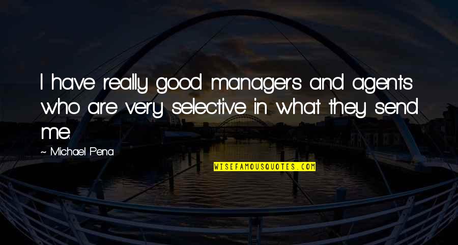 Good Managers Quotes By Michael Pena: I have really good managers and agents who