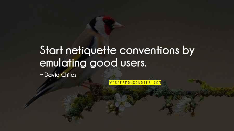 Good Manners And Etiquette Quotes By David Chiles: Start netiquette conventions by emulating good users.