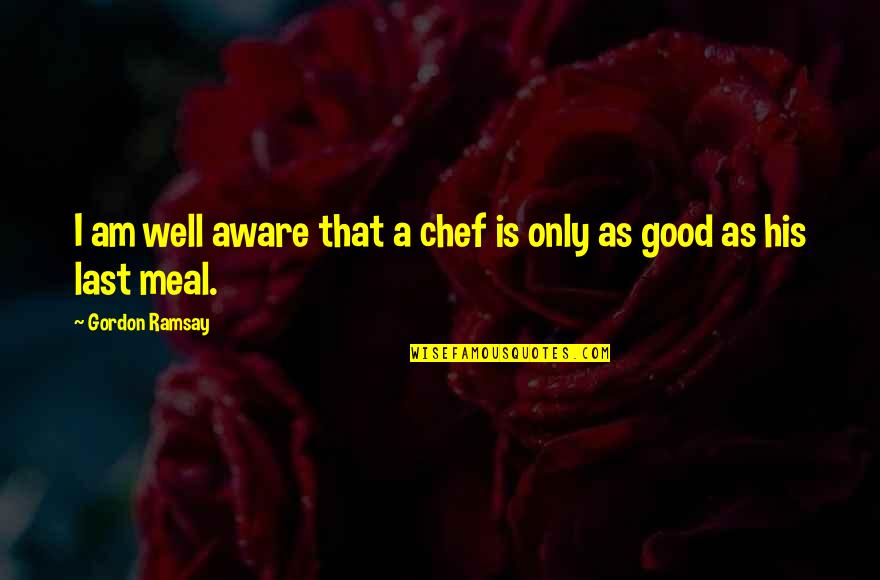 Good Meals Quotes By Gordon Ramsay: I am well aware that a chef is