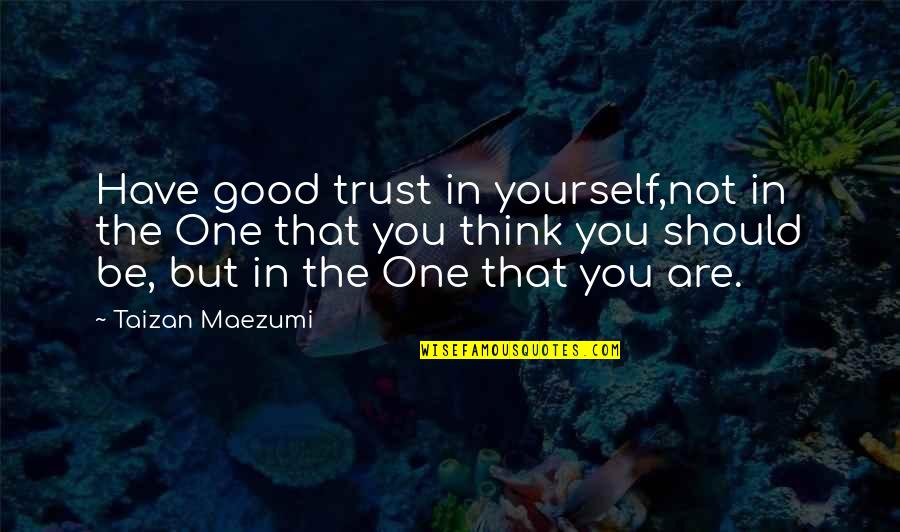 Good Meditation Quotes By Taizan Maezumi: Have good trust in yourself,not in the One Good Meditation Quotes By Taizan Maezumi: Have good trust in yourself,not in the One