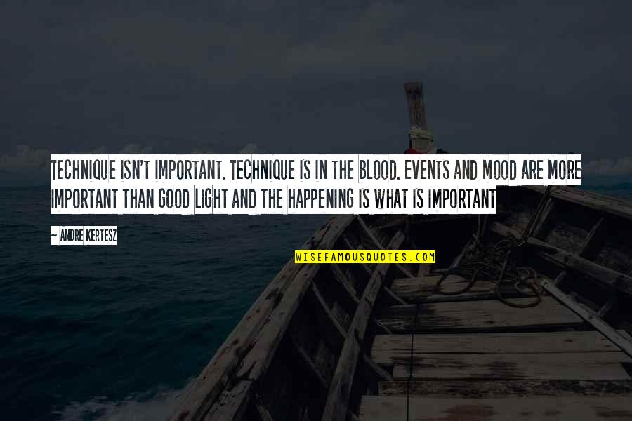 Good Mood Quotes By Andre Kertesz: Technique isn't important. Technique is in the blood.