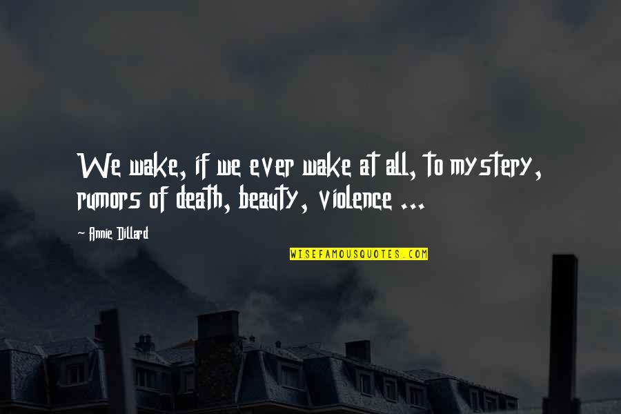 Good Moral Character Quotes By Annie Dillard: We wake, if we ever wake at all,