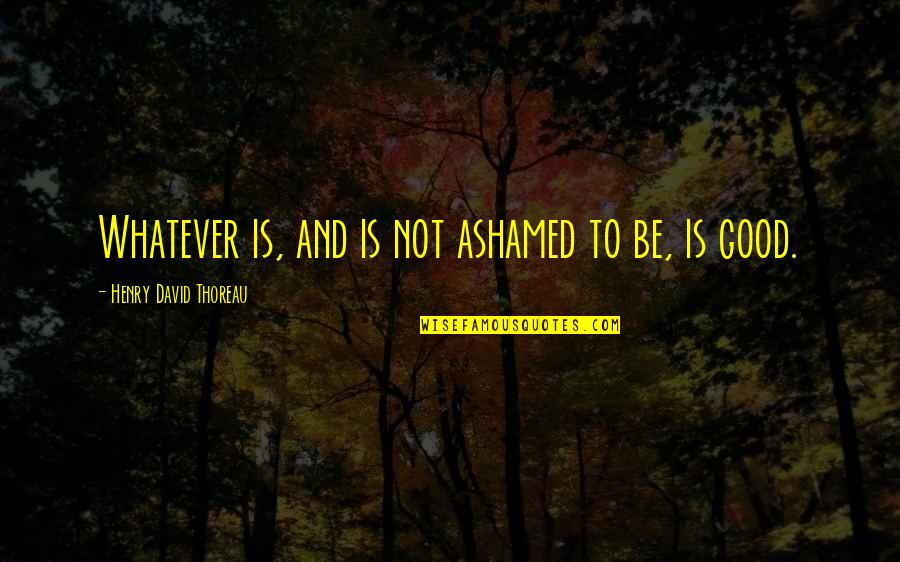 Good Moral Quotes By Henry David Thoreau: Whatever is, and is not ashamed to be,