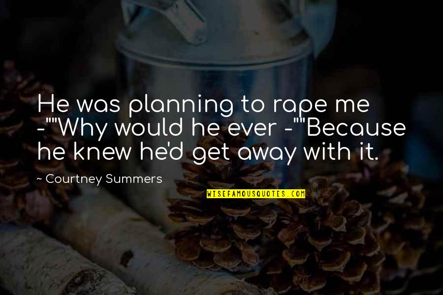 Good Morning Fresh Quotes By Courtney Summers: He was planning to rape me -""Why would