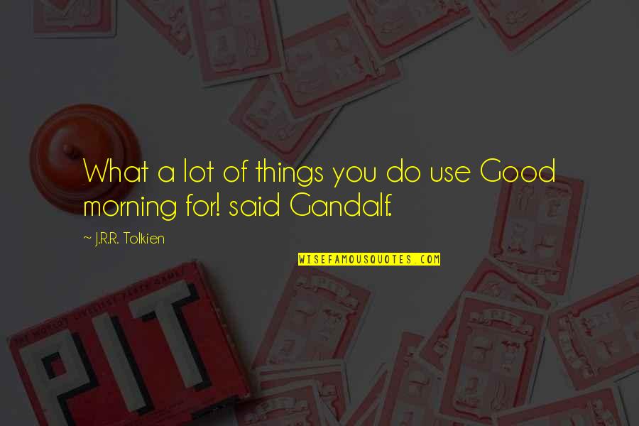 Good Morning Quotes By J.R.R. Tolkien: What a lot of things you do use