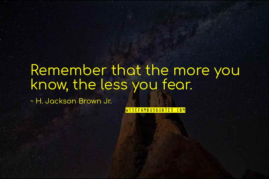 Good Morning Stay At Home Quotes By H. Jackson Brown Jr.: Remember that the more you know, the less