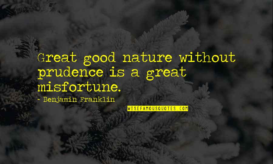 Good Nature Quotes By Benjamin Franklin: Great good nature without prudence is a great