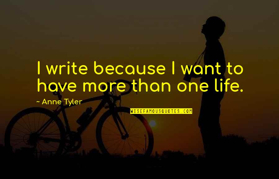 Good Night Brain Quotes By Anne Tyler: I write because I want to have more