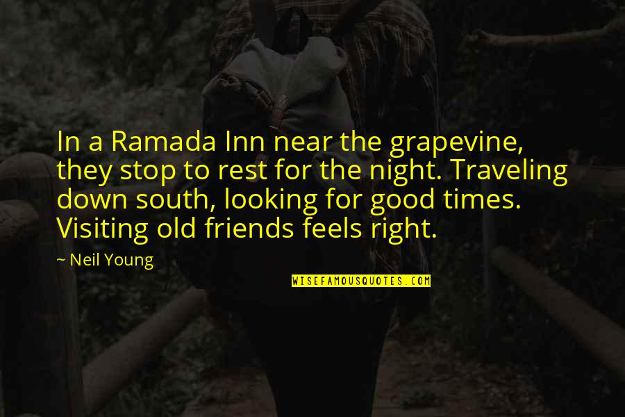 Good Night In Quotes By Neil Young: In a Ramada Inn near the grapevine, they