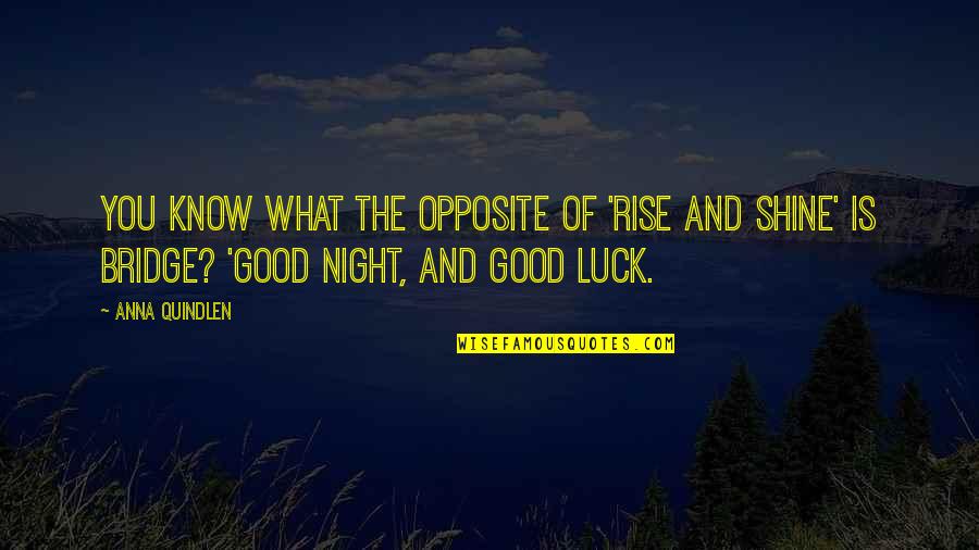 Good Night Of Quotes By Anna Quindlen: You know what the opposite of 'rise and