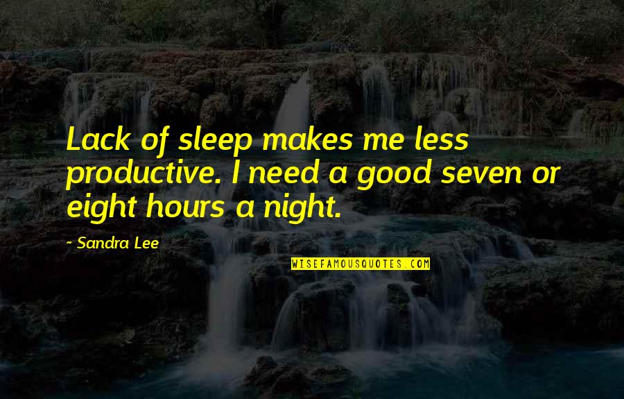 Good Night Of Quotes By Sandra Lee: Lack of sleep makes me less productive. I