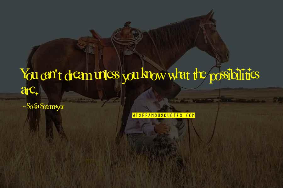Good Opposition Quotes By Sonia Sotomayor: You can't dream unless you know what the Good Opposition Quotes By Sonia Sotomayor: You can't dream unless you know what the