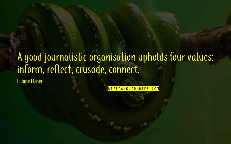 Good Organisation Quotes By Jane Eisner: A good journalistic organisation upholds four values: inform,