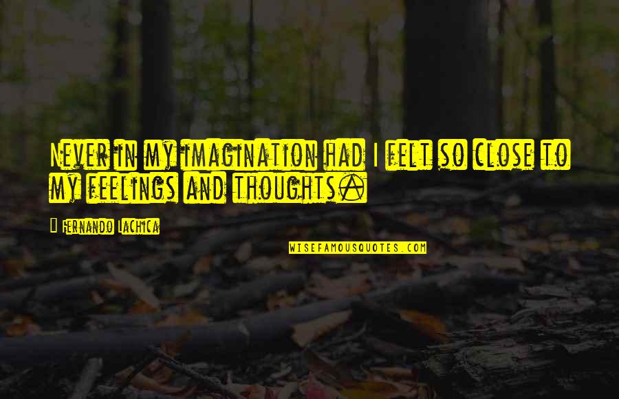 Good People Teach Quotes By Fernando Lachica: Never in my imagination had I felt so Good People Teach Quotes By Fernando Lachica: Never in my imagination had I felt so