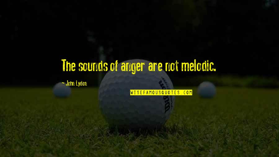 Good Persisting Quotes By John Lydon: The sounds of anger are not melodic.
