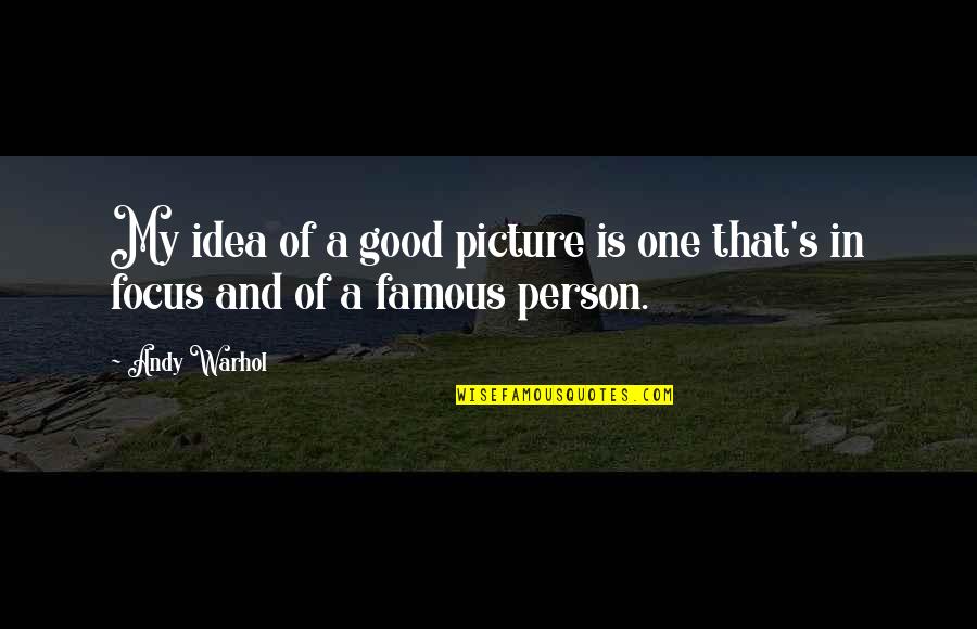 Good Person Picture Quotes By Andy Warhol: My idea of a good picture is one