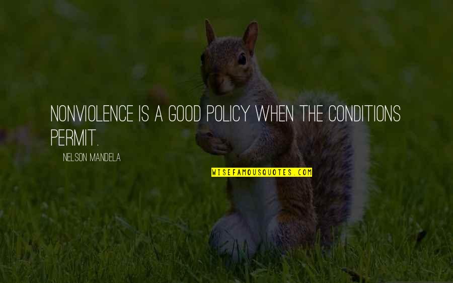 Good Policy Quotes By Nelson Mandela: Nonviolence is a good policy when the conditions Good Policy Quotes By Nelson Mandela: Nonviolence is a good policy when the conditions