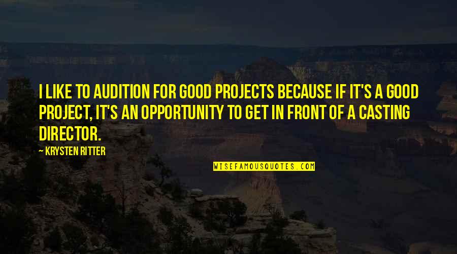 Good Project Quotes By Krysten Ritter: I like to audition for good projects because