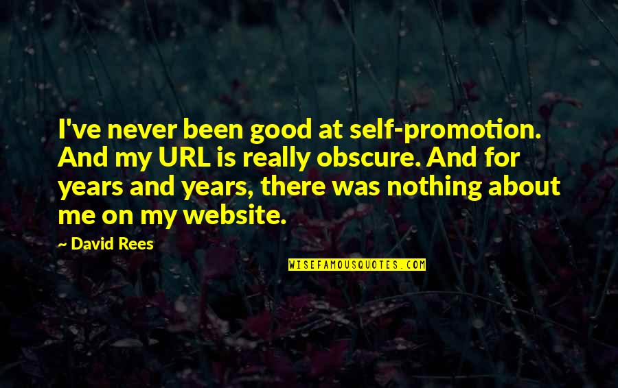 Good Promotion Quotes By David Rees: I've never been good at self-promotion. And my