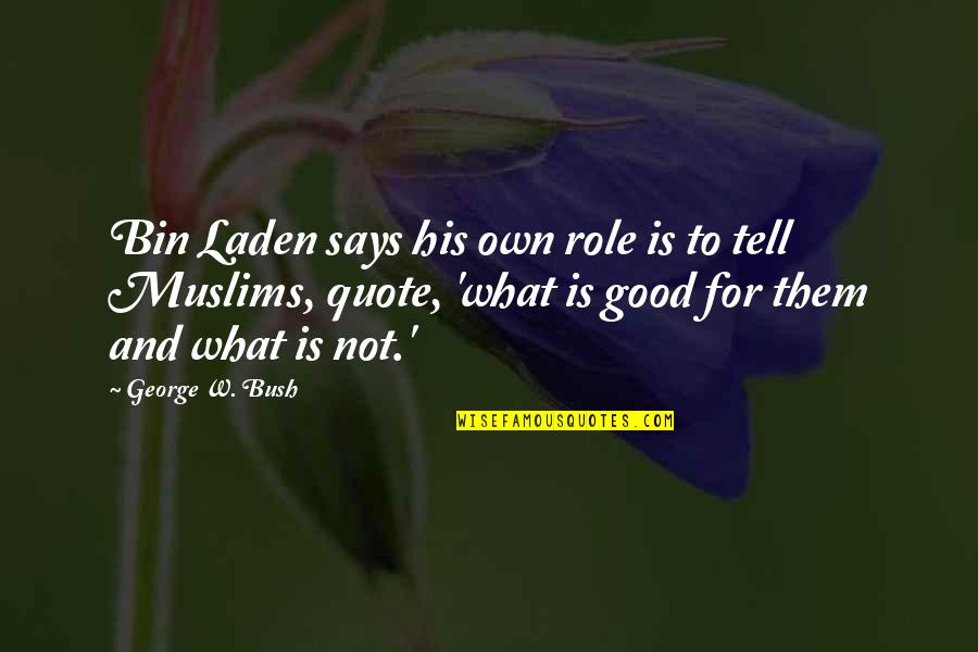 Good Quote Quotes By George W. Bush: Bin Laden says his own role is to