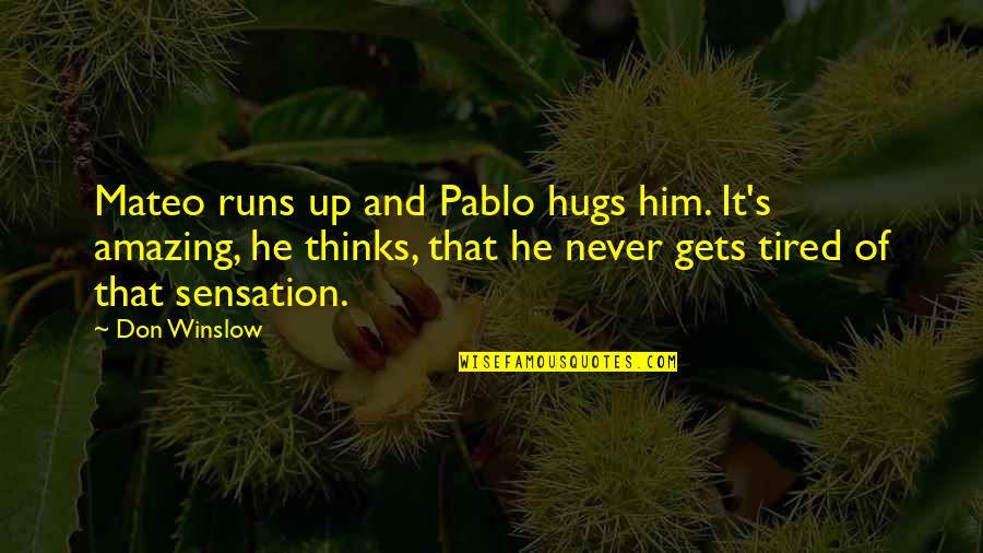 Good Racing Quotes By Don Winslow: Mateo runs up and Pablo hugs him. It's