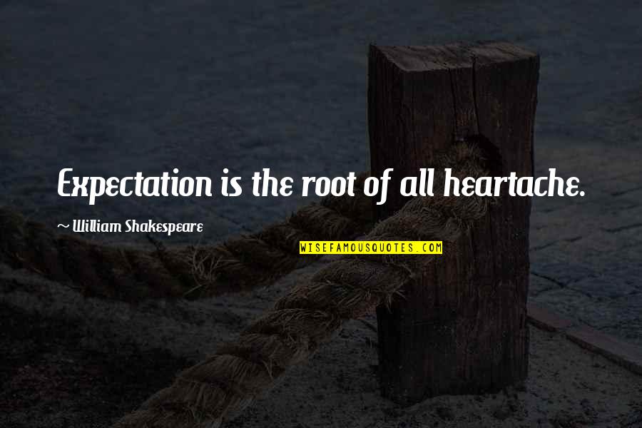 Good Racist Quotes By William Shakespeare: Expectation is the root of all heartache.