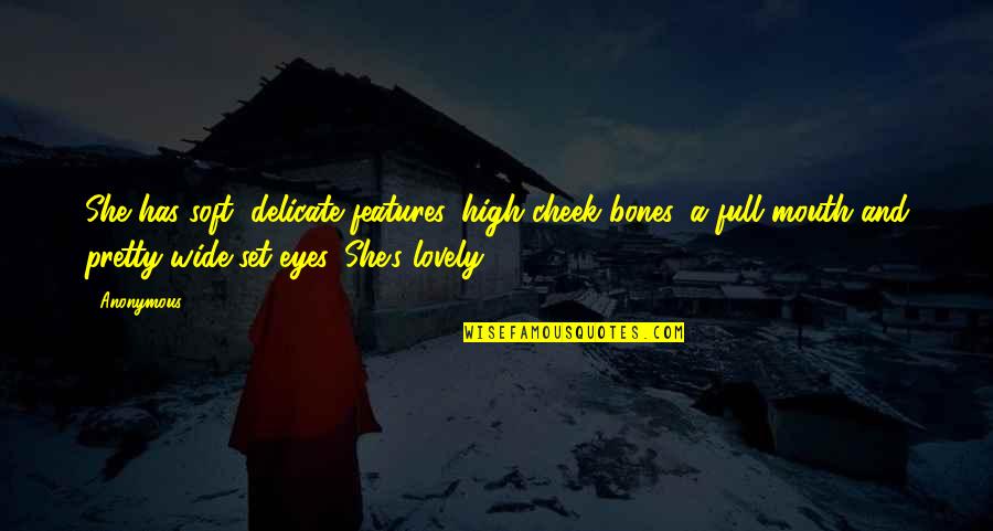 Good Rationalist Quotes By Anonymous: She has soft, delicate features, high cheek bones,