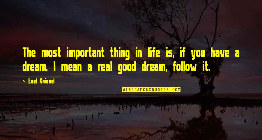 Good Real Life Quotes By Evel Knievel: The most important thing in life is, if