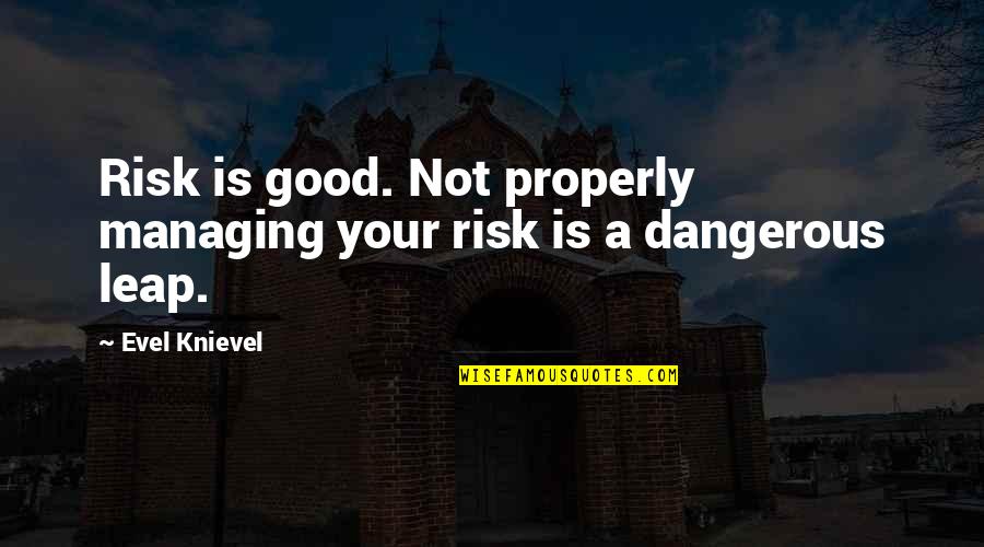 Good Risk Quotes By Evel Knievel: Risk is good. Not properly managing your risk