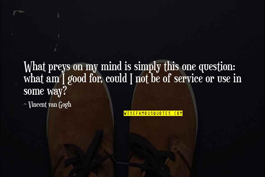 Good Service Is Quotes By Vincent Van Gogh: What preys on my mind is simply this