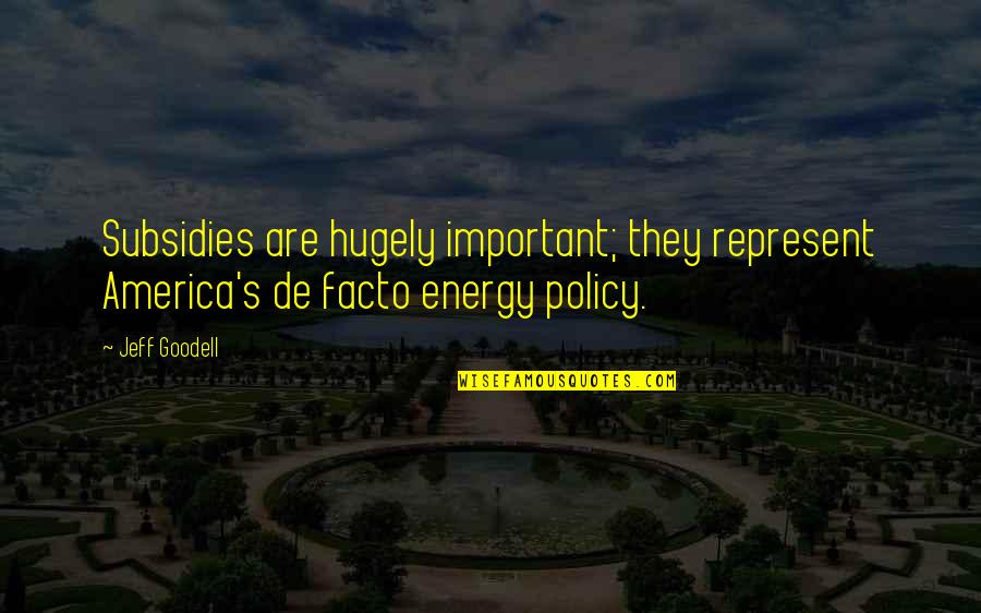 Good Short Broken Heart Quotes By Jeff Goodell: Subsidies are hugely important; they represent America's de