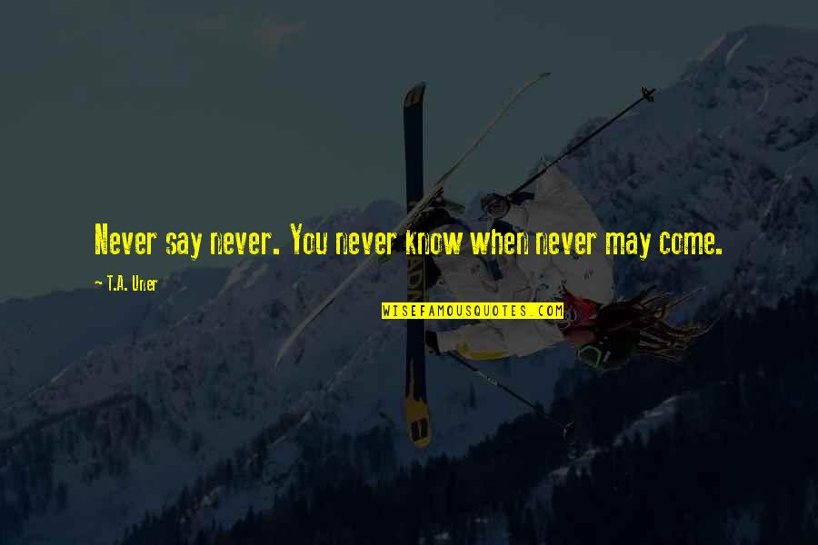 Good Short Joke Quotes By T.A. Uner: Never say never. You never know when never