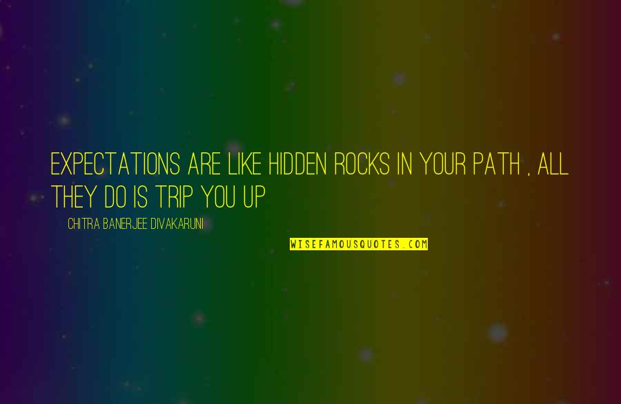 Good Short Love Tattoo Quotes By Chitra Banerjee Divakaruni: Expectations are like hidden rocks in your path