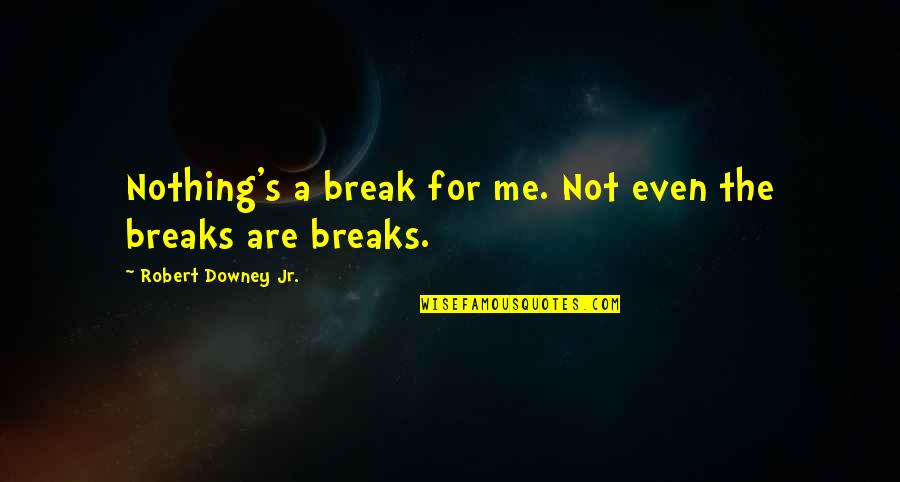 Good Signs Quotes By Robert Downey Jr.: Nothing's a break for me. Not even the