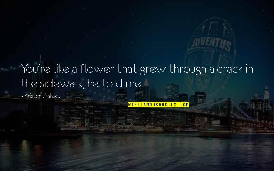 Good Slogan Quotes By Kristen Ashley: You're like a flower that grew through a