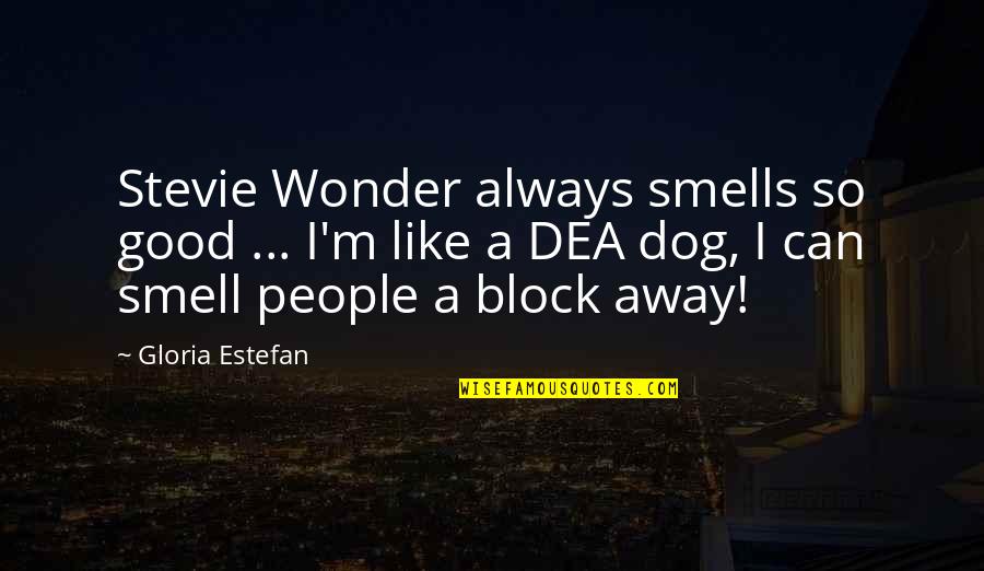 Good Smells Quotes By Gloria Estefan: Stevie Wonder always smells so good ... I'm