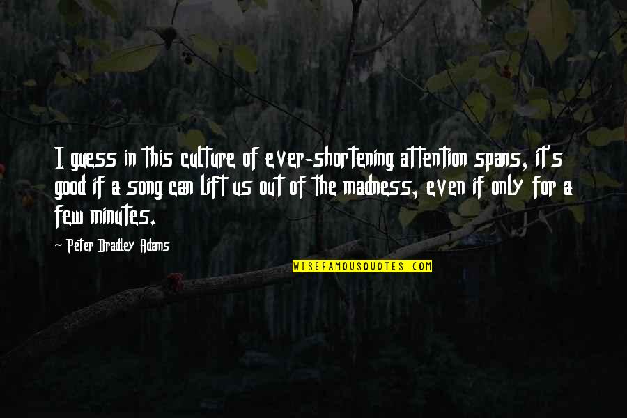 Good Song Quotes By Peter Bradley Adams: I guess in this culture of ever-shortening attention