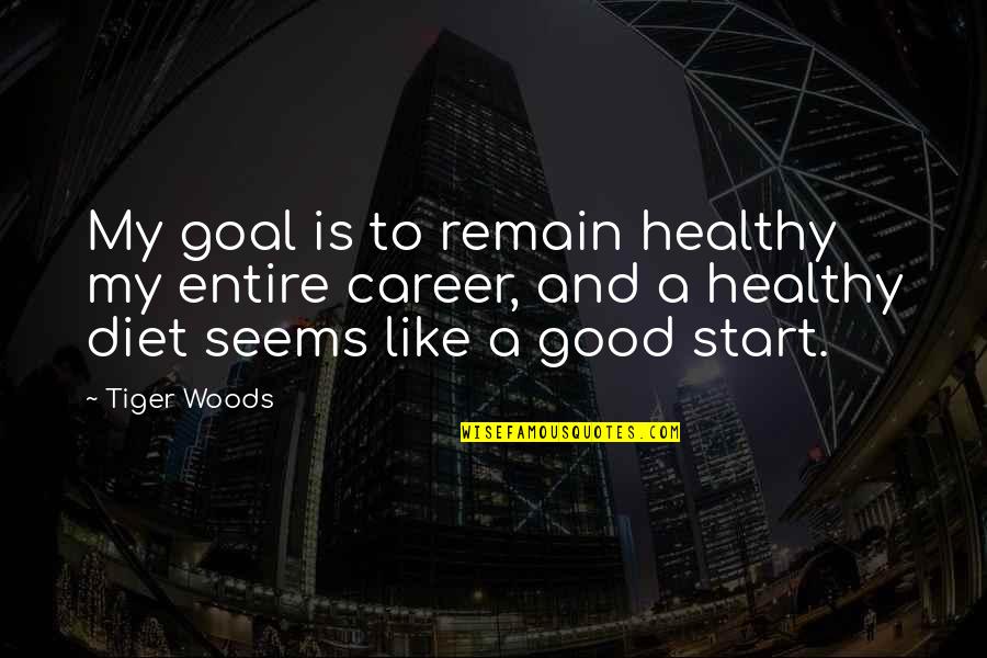Good Start Quotes By Tiger Woods: My goal is to remain healthy my entire