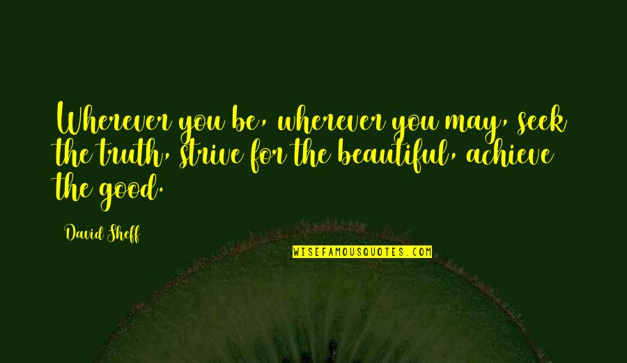 Good Strive Life Quotes By David Sheff: Wherever you be, wherever you may, seek the Good Strive Life Quotes By David Sheff: Wherever you be, wherever you may, seek the
