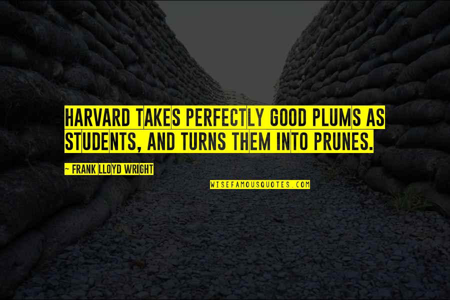 Good Students Quotes By Frank Lloyd Wright: Harvard takes perfectly good plums as students, and