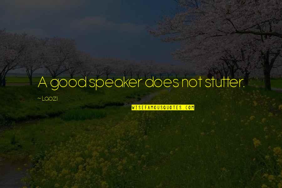 Good Stutter Quotes By Laozi: A good speaker does not stutter.