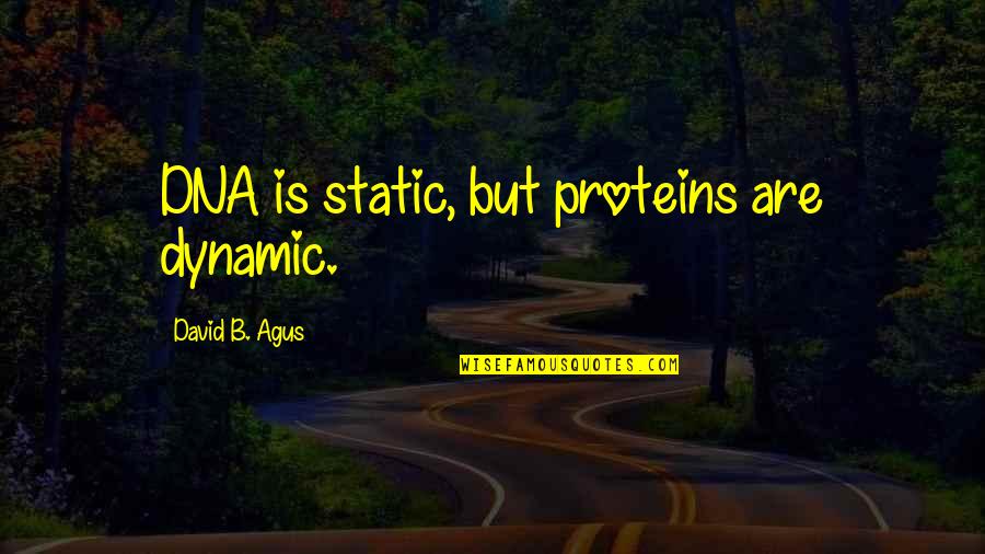 Good Suggestion Quotes By David B. Agus: DNA is static, but proteins are dynamic.